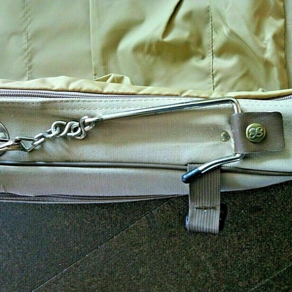 Eddie Bauer Ford Edition Khaki Canvas Leather Garment Bag Luggage Travel Carry - Picture 8 of 16